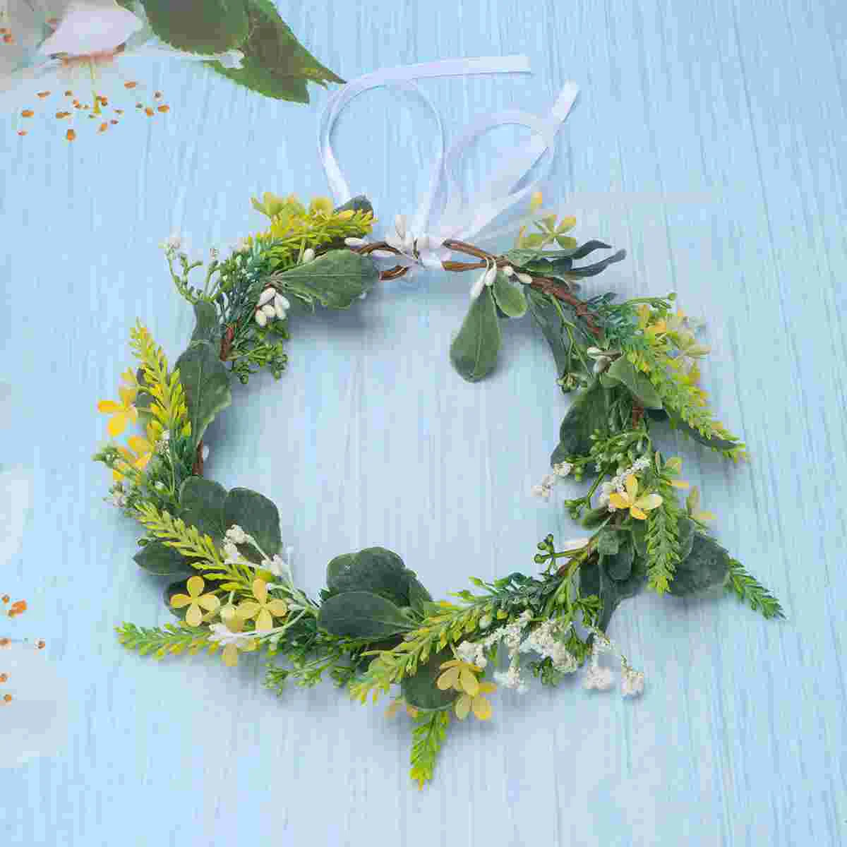 

Imitation Wreath Hair Handmade Simulation Lavender Flower Garland for Beach Vacation (Blue)