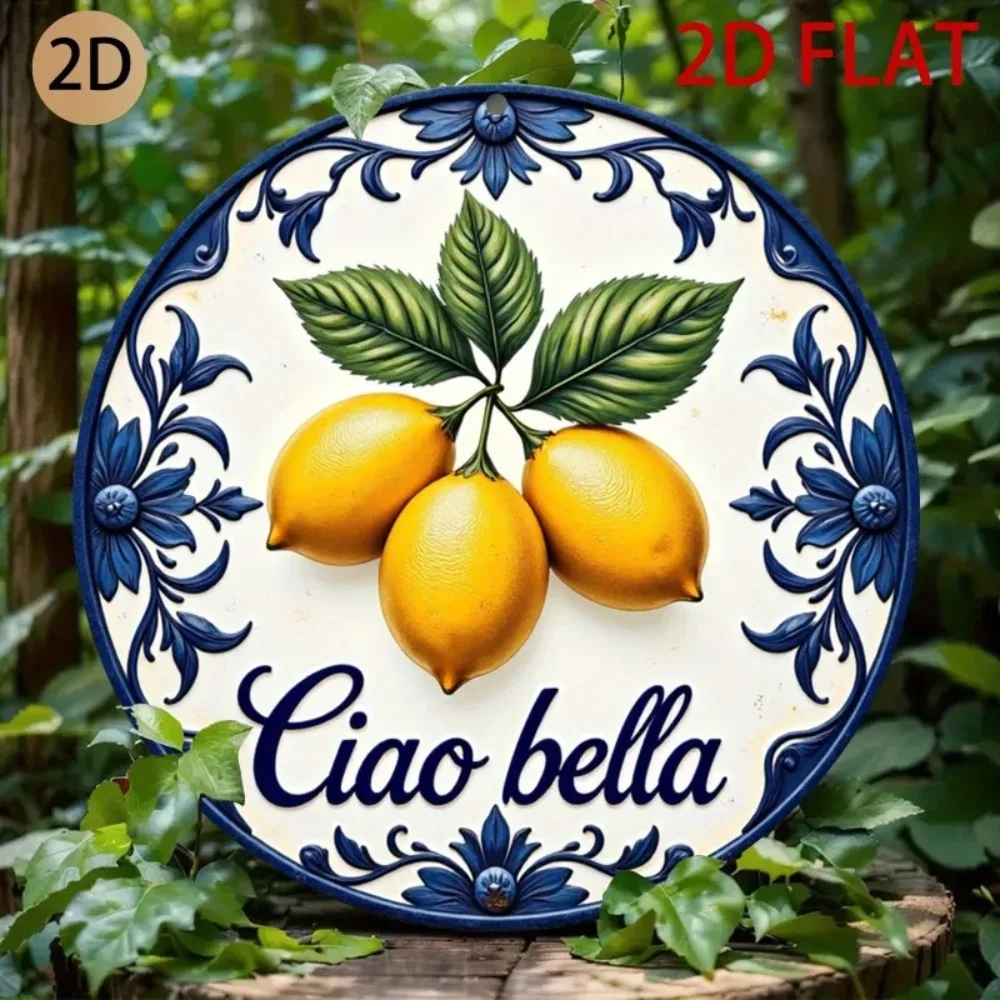 Lemon Italian Ceramic Wall Art, Ciao Bella 2D Flat Decor, Kitchen Dining Room Sign