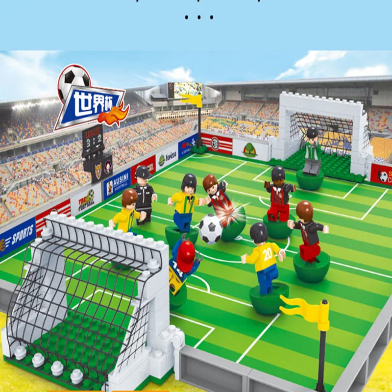 Football Field DIY Table Games World Cup Sports Theme Multiplayer Party Board Games Blocks Assembly Set Toys for Kids Adult