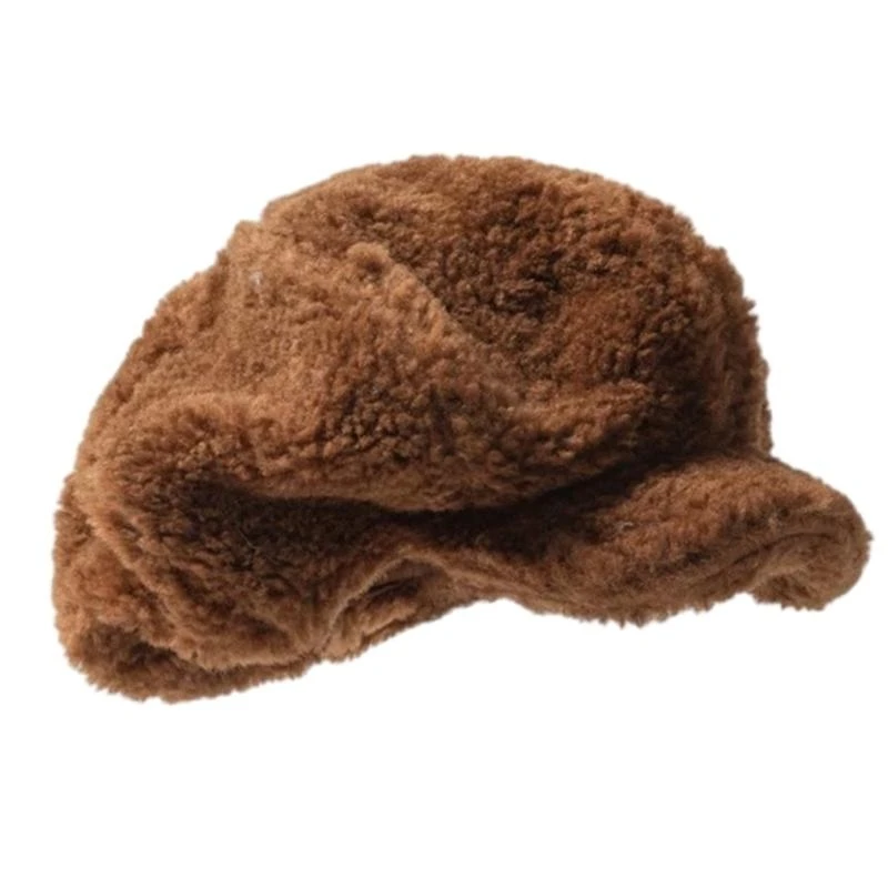 Gorro octogonal terciopelo 340D, gorro felpa para mujer y niña, ropa calle para exteriores para esquiar