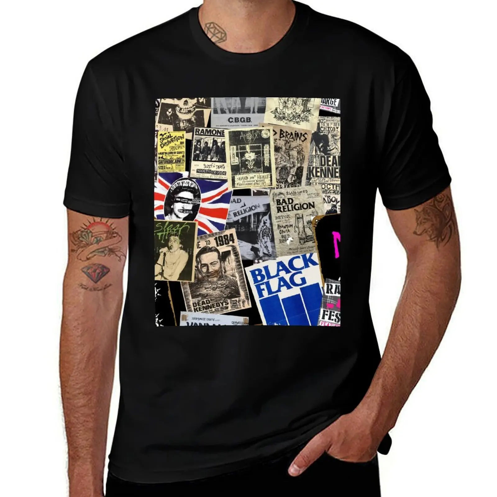 

Punk Rock Vintage Poster Collage Collection T-Shirt summer tops vintage graphic tee shirts men