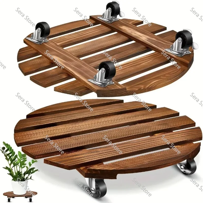 Heavy Duty Plant Caddy with Wheels Movable Metal Plant Cart Lockable Rolling Stand for Indoor Outdoor Garden Balcony Use