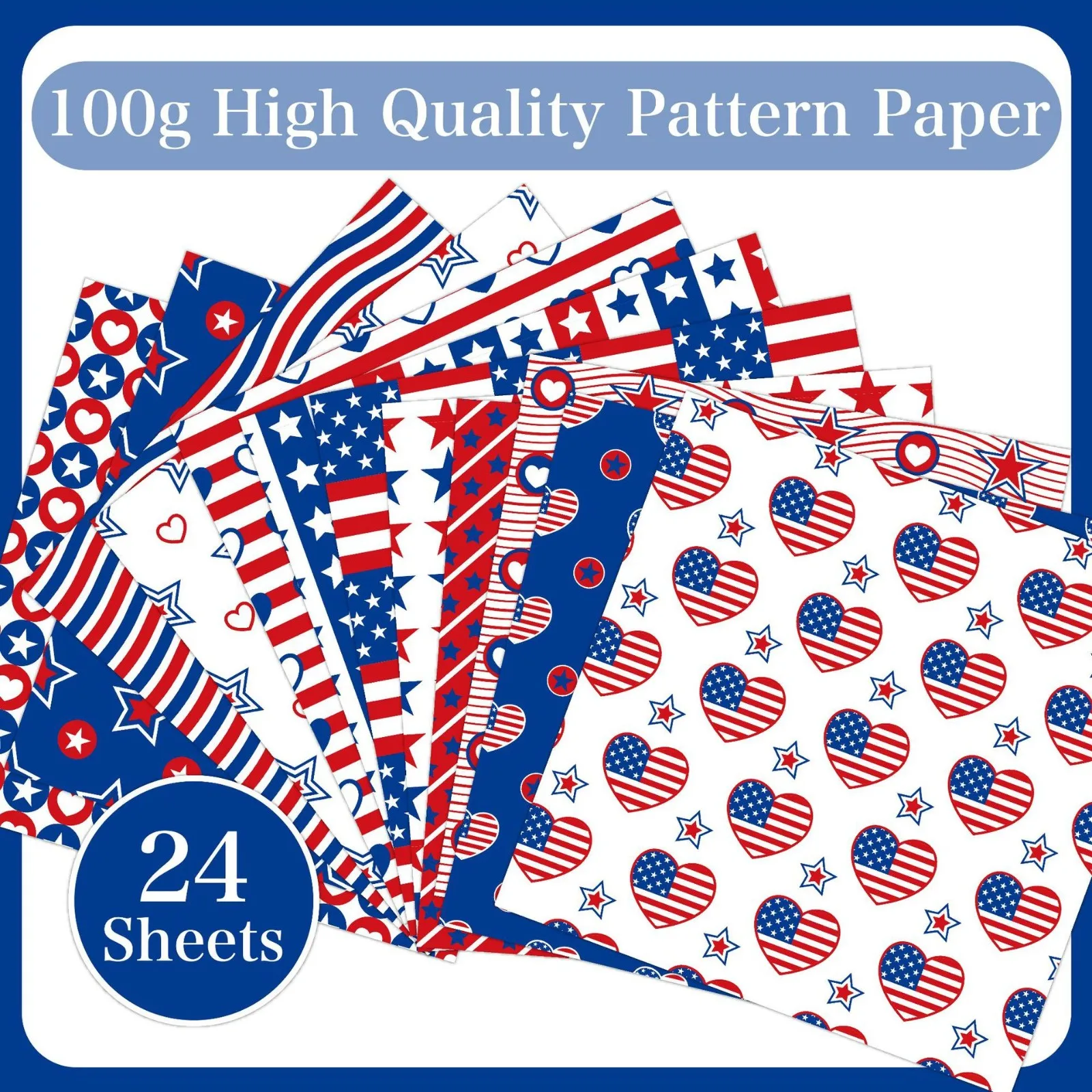 

Indepandent Day Theme 24-sheet Set Of Decorative Paper For Making Cards, Crafts, Scrapbooks Multifunction Decorative Accessory