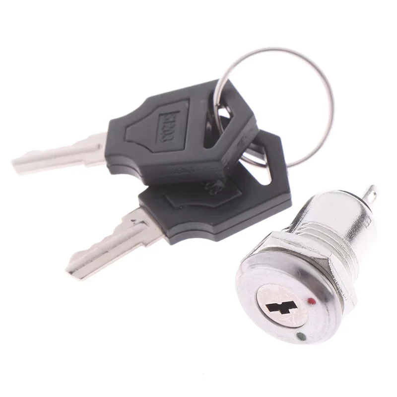 

12mm Zinc Alloy Electronic Key Switch ON OFF Lock Switch Phone Lock Security Power Switch Tubular Terminals+2 Keys 2 Position