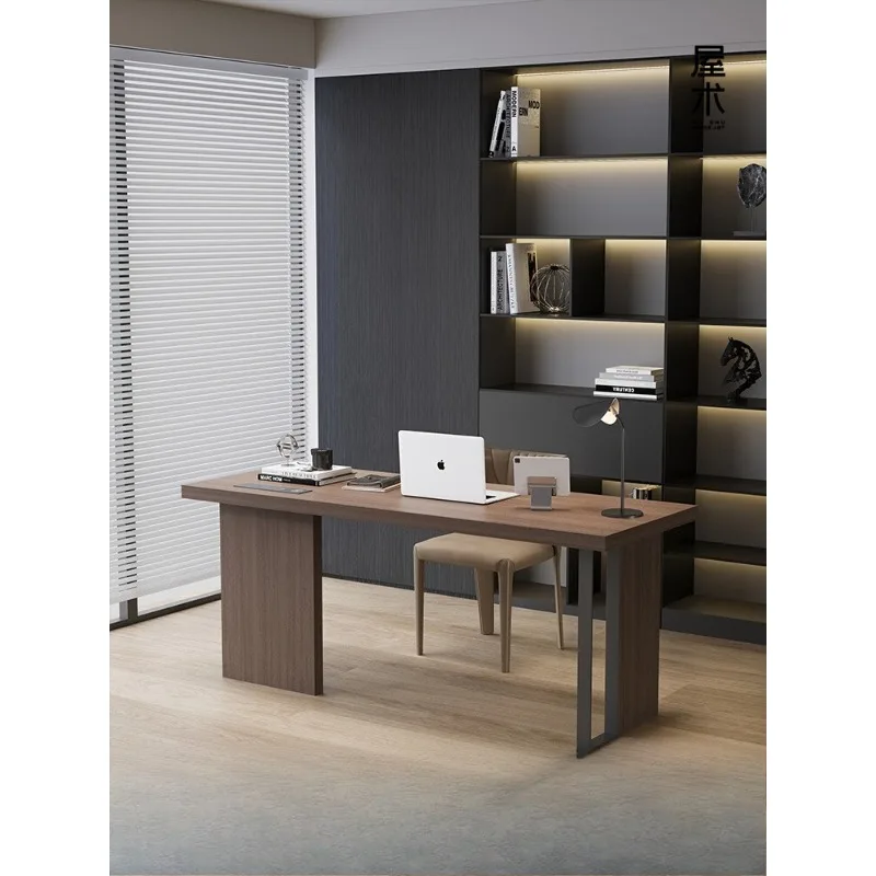 

Italian minimalist desk home study computer desk writing light luxury high-end solid wood desk