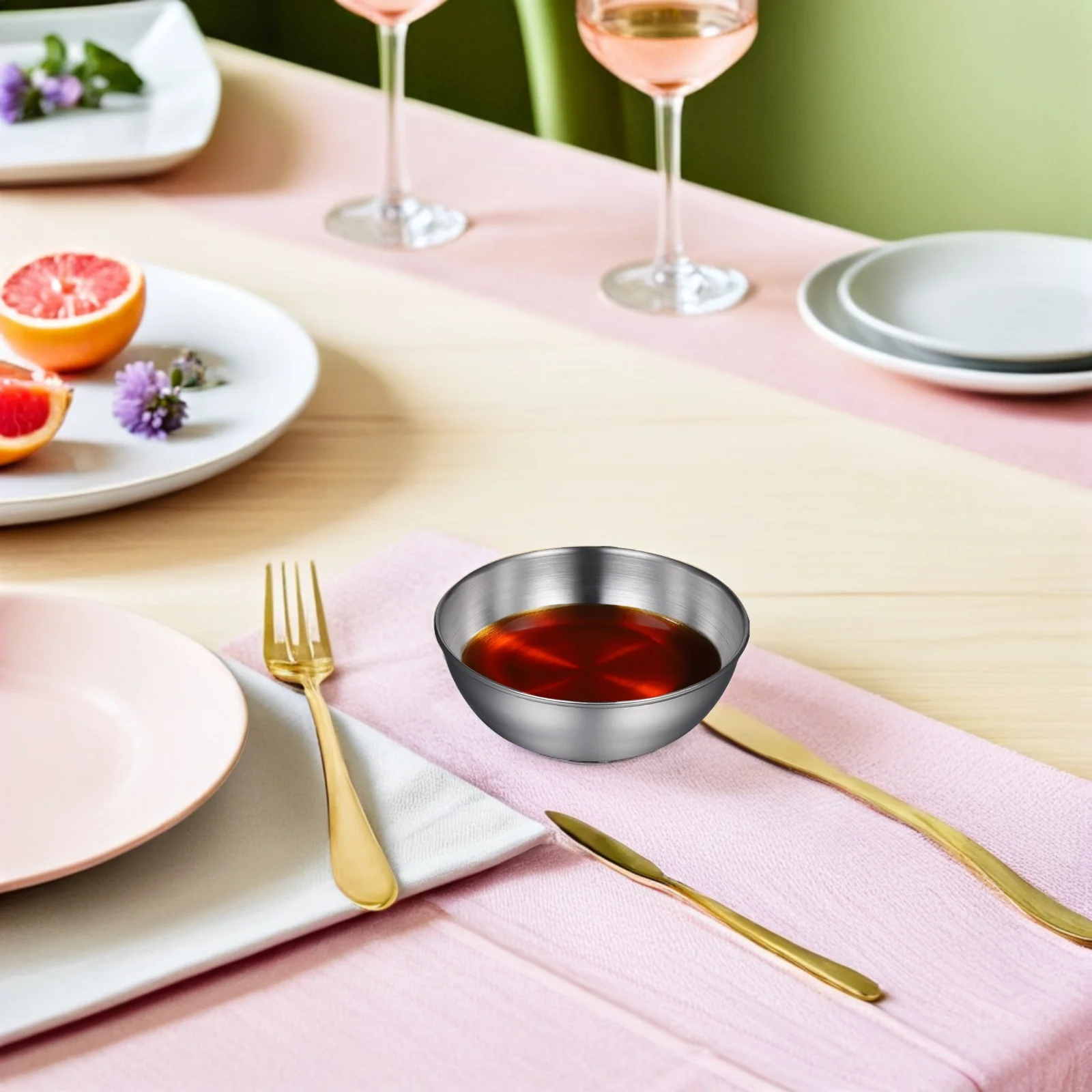 

8Pcs Stainless Steel Dipping Bowls Round Sauce Dishes Seasoning Bowls Shallow Wide Plates for Condiments Appetizers Food Serving