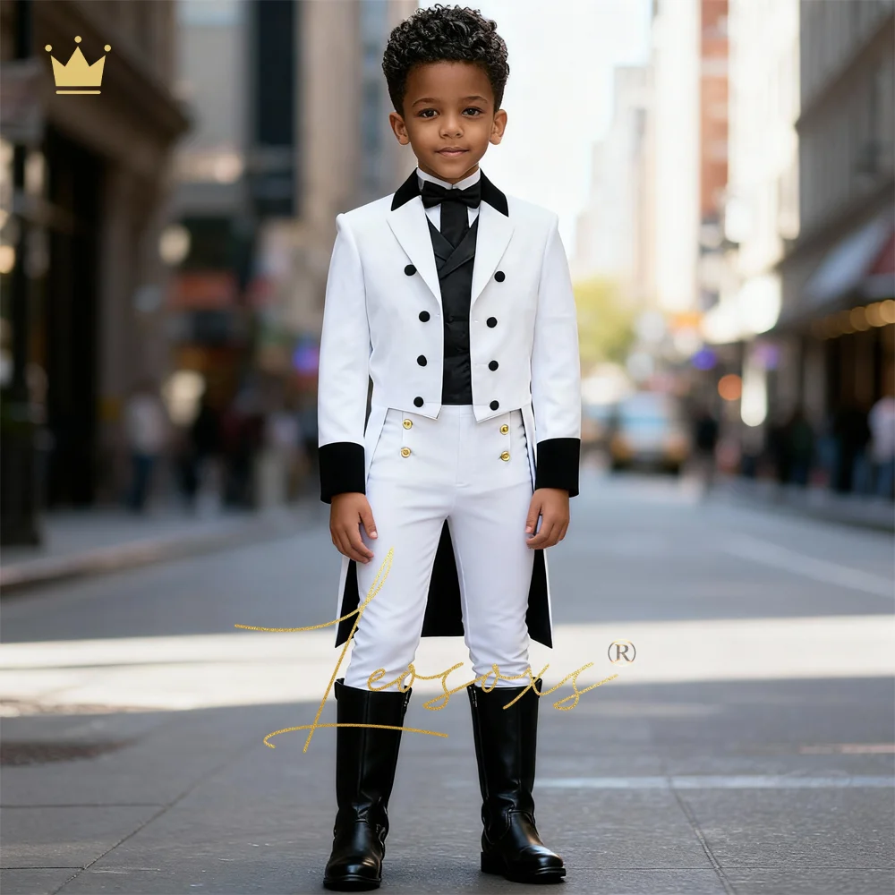 

Boys' 3-Piece Tuxedo, Tailcoat, Contrast Style, Including Suit, Vest & Trousers, Suitable for Stage, Weddings