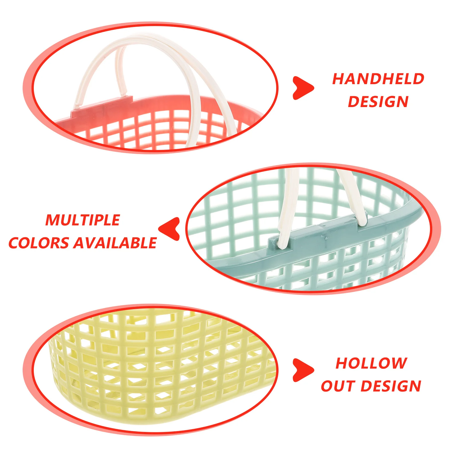 3 قطع سلة تخزين بلاستيكية مع مقبض منظم أشتات مجوفة لتخزين الحمام والمطبخ والخضروات #4