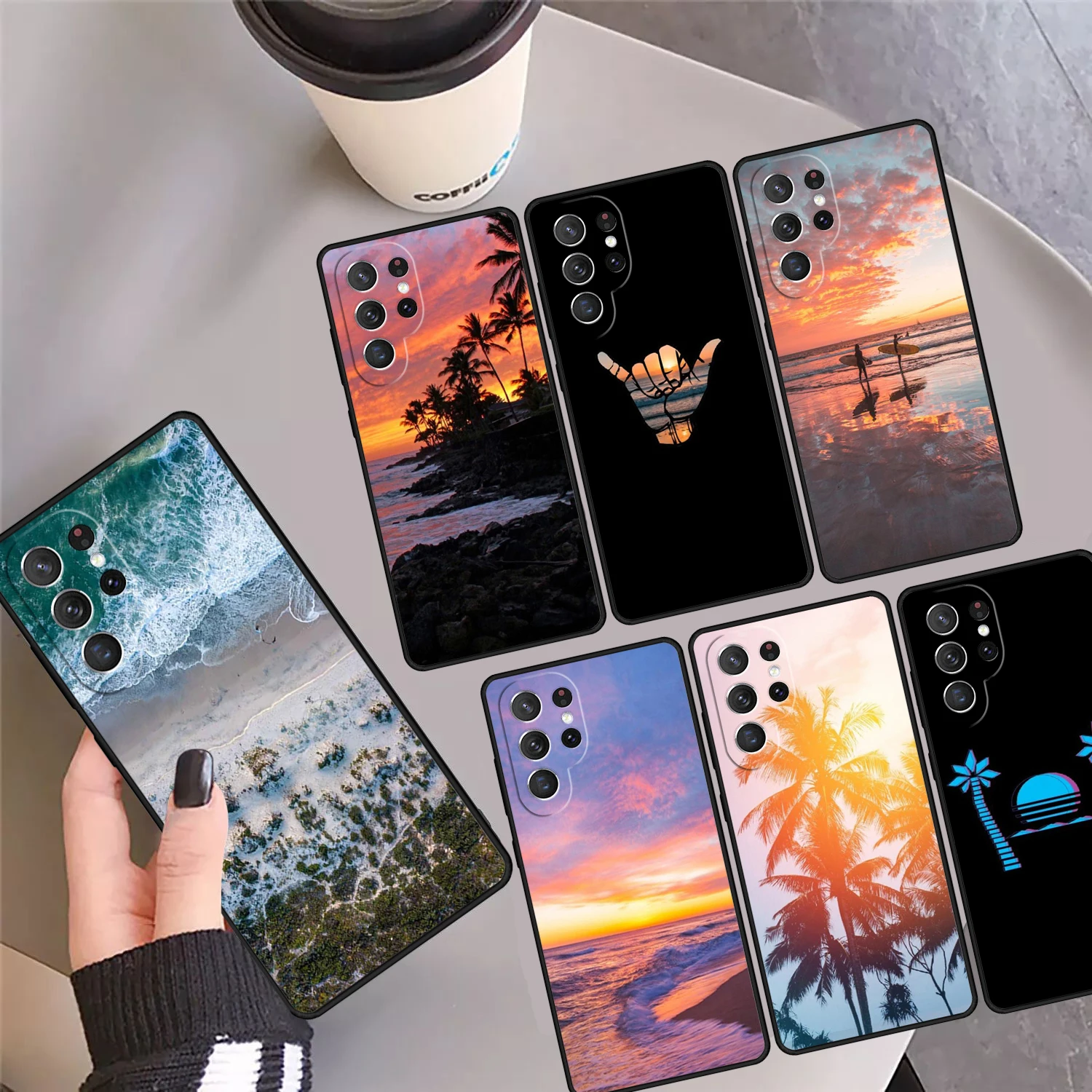 Love Summer Beach Phone Case Cover Coque For Samsung Galaxy S24 Ultra 23 S22 Plus S21 FE S20 S8 S9 S10 Note 10 Pro Note 20