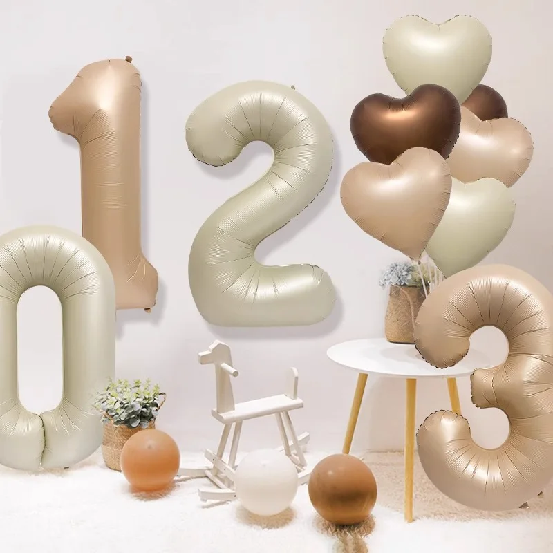 40-Inch Caramel Cream Digital Balloons Aluminum Foil Photography Birthday Party Decoration Suitable for Children And Adults