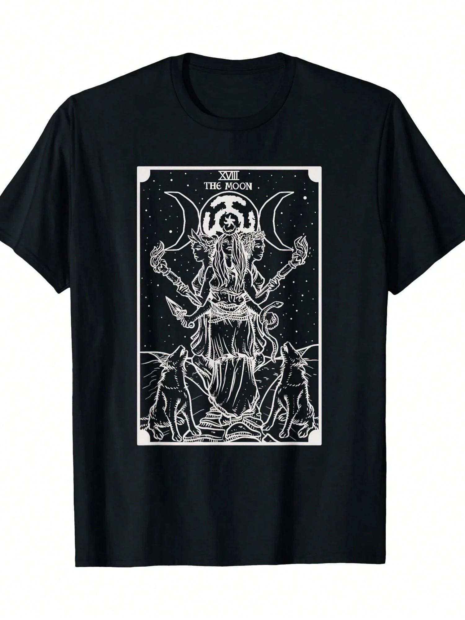 Hecate três lua deusa bruxa hecate roda tarô camiseta masculina casual verão manga curta camiseta em torno do pescoço moda manga curta