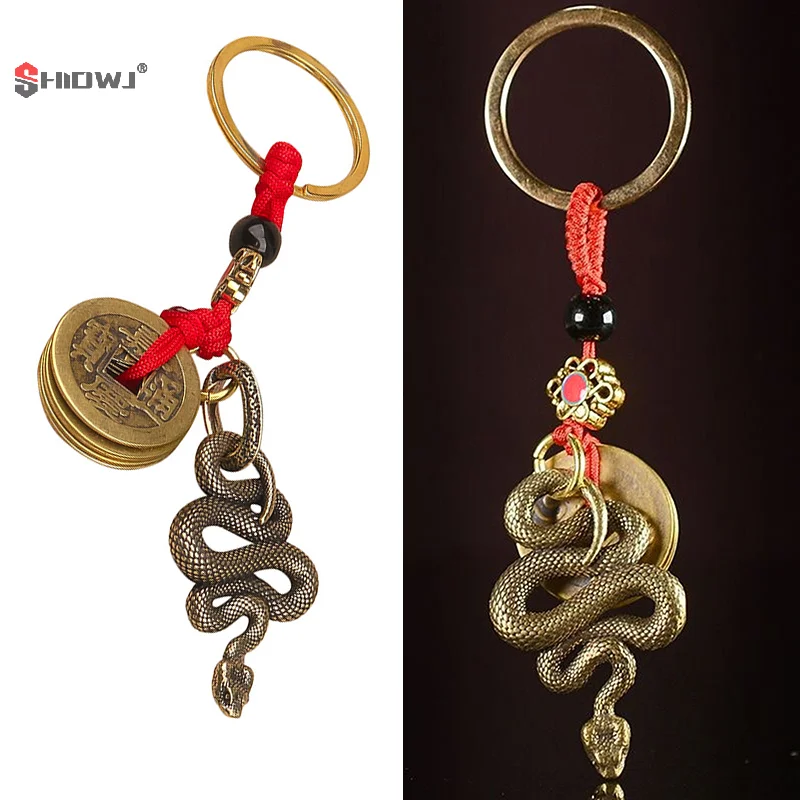 2025 Yılı Yılan Şanslı Kolye Anahtarlık Yaratıcı Çin Zodyak Servet Anahtarlık Aksesuarları Kadın Erkek çanta uğuru Takı Hediye