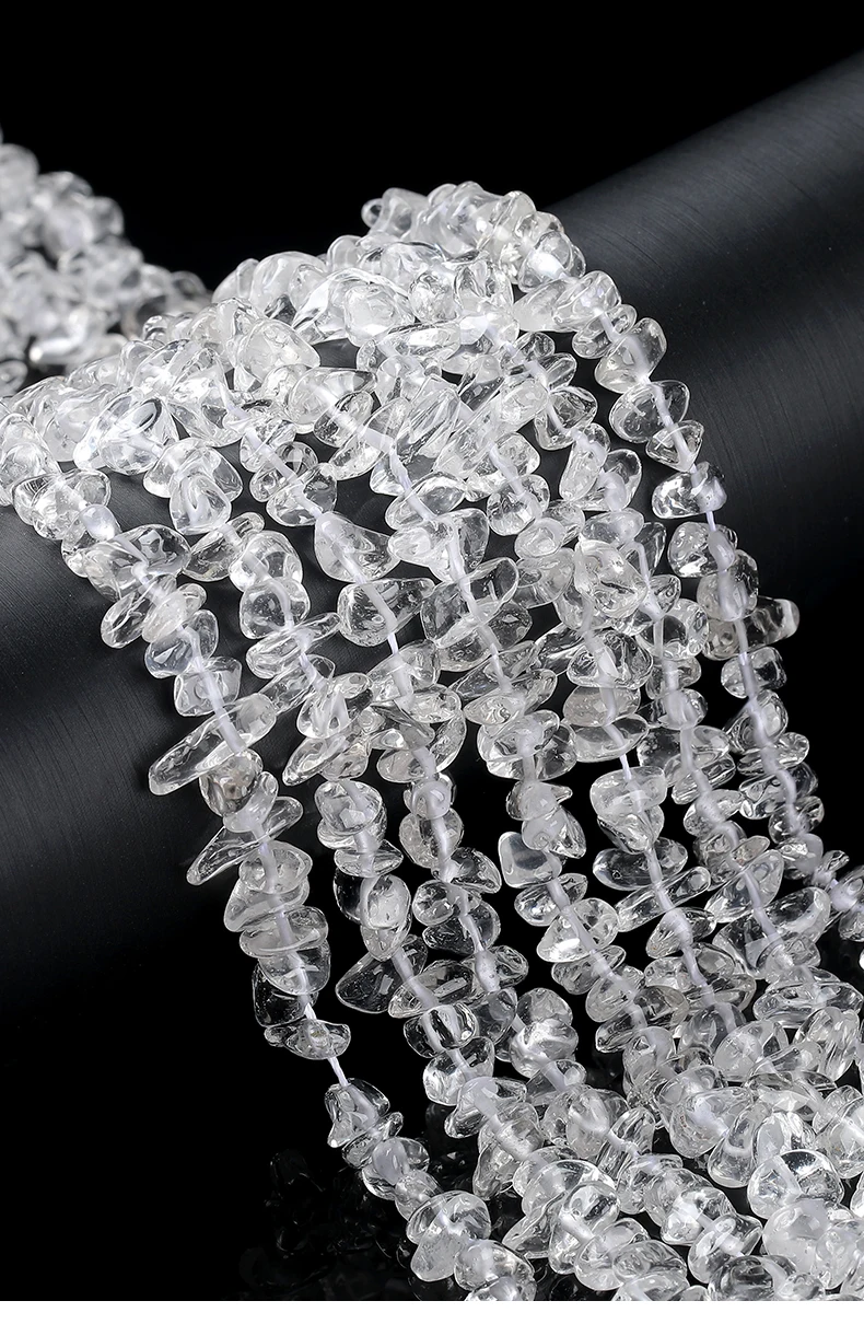 5-8mm Naturstein 40/80cm Unregelmäßige Bergquarz-Perlen Kiesperlen Freiform-Chips Schmuckherstellung DIY Armband Halskette Zubehör – Detail 3