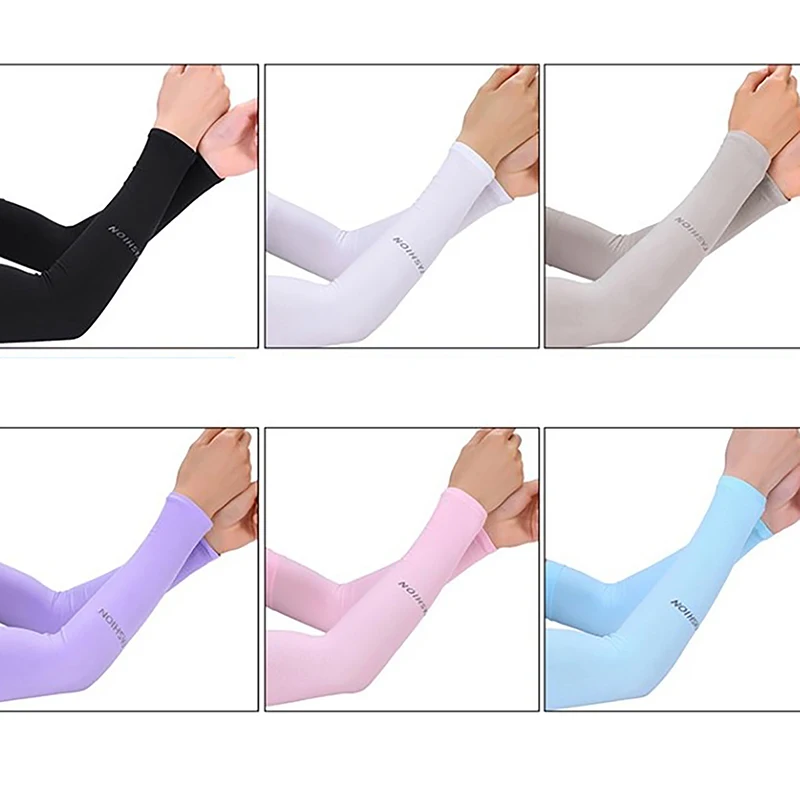 Straight Ice Silk Sleeve Sunscreen Cuff Arm Sleeves Uv Sun Protect Anti-Slip Summer Men Women Gloves Outdoor Riding