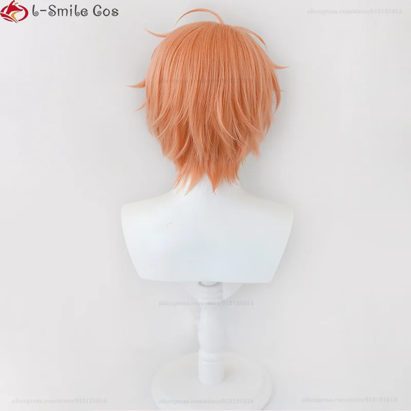 Peluca de Cosplay de Anime Izumi Mitsuki, pelo sintético naranja claro corto, pelucas de Cosplay de fiesta de Halloween + gorro de peluca