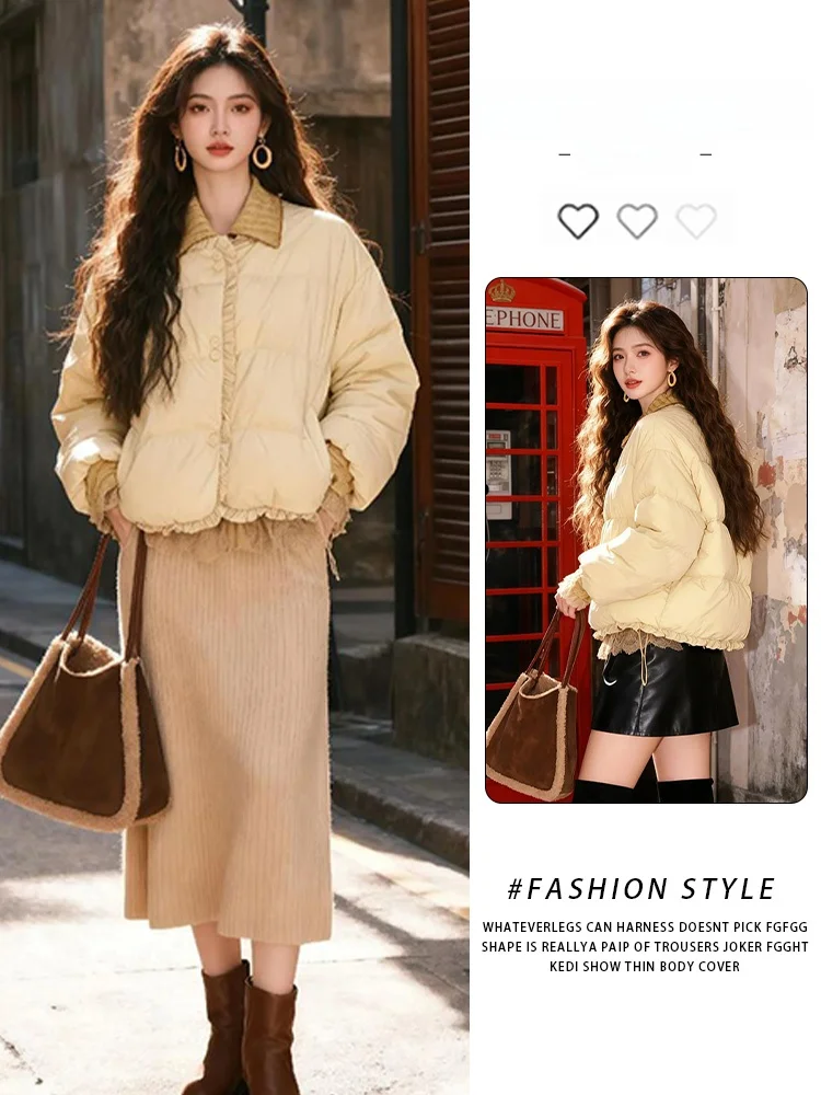 

Корейская утепленная хлопковая куртка для похудения, женская зимняя новинка, свободный крой, теплая хлопковая одежда, на одной пуговице, с декоративными вставками