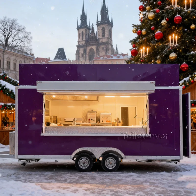 عربة طعام متنقلة كروس معجنات شوارما برجر بيتزا هوت دوج آيس كريم شاحنة طعام مقطورة طعام مستقبلية مع مطبخ كامل