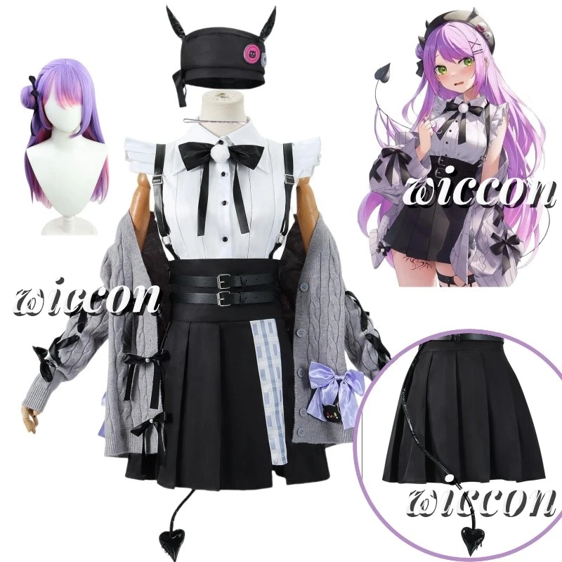 Japanese Virtual YouTuber VTuber Tokoyami Towa Cosplay Costume Sweater Coat Hat Tail Outfits Wig VTuber Cosplay Costumes