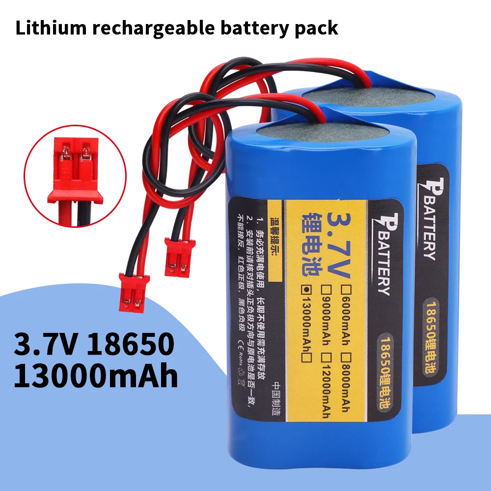 

3,7 В, 13000 мАч, 18650 аккумулятор (PH2.0/XH2,54), вилка для упаковок, сильноточная перезаряжаемая батарея, светодиодный светильник для рыбалки, аккумулятор 3,7 В