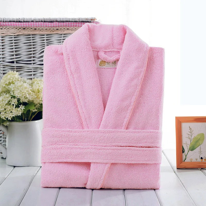 100% Cotton Robe Toweling Terry Robe Unisex lovers Soft Bath Robe Men And Women Nightrobe Sleepwear Male Casual Home Bathrobe image 5