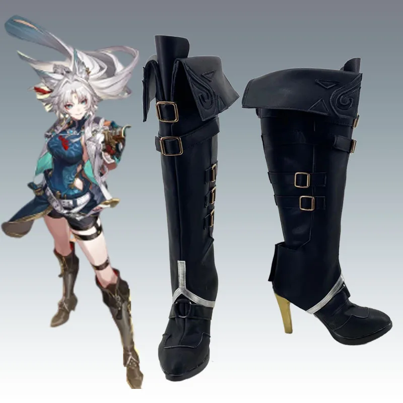 

Anime Honkai Star Rail Feixiao Cosplay Shoes Anime Long Black Boots Fei Xiao Cosplay Costume Prop Shoes for Halloween Party