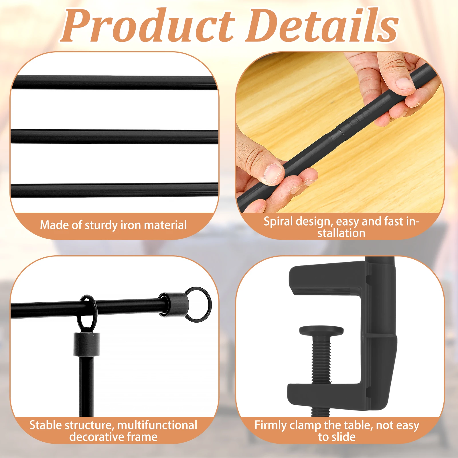 حامل قضيب فوق الطاولة، حامل قوس البالونات، قوس طاولة قابل للتعديل معلق لحفلات الزفاف وأعياد الميلاد وديكور الذكرى السنوية #6