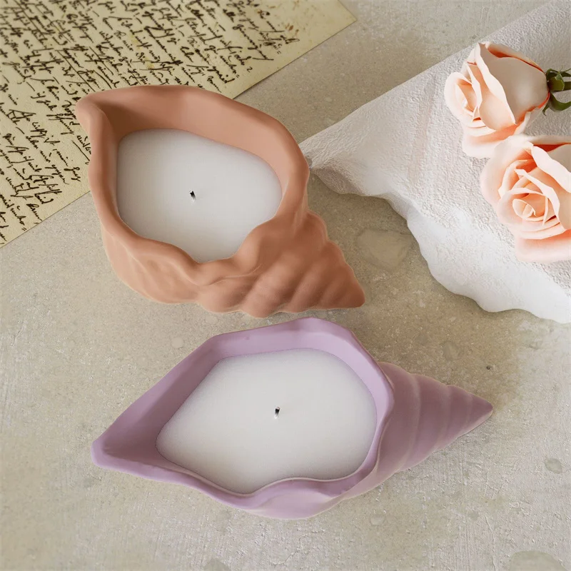 

Conch Bedroom Decoration Drop Glue Candle Mold Conch Shell Jewelry Storage Box Aromatherapy Candle Gypsum Silicone OH417-fro