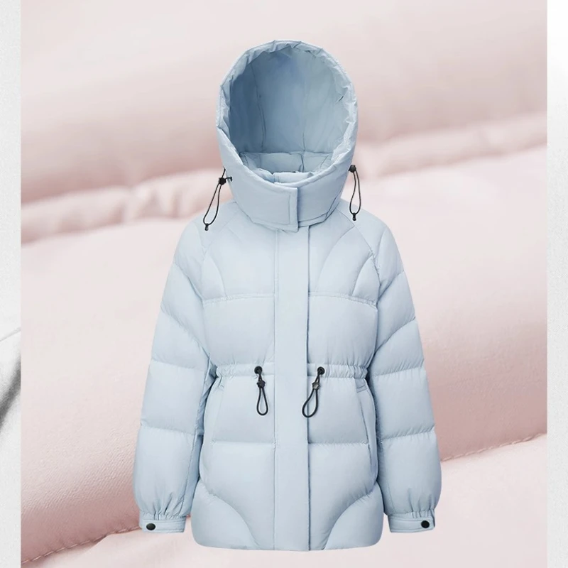 Chericom Women's Down Jackets 2025 Winter Drawstring Hooded Stand Collar Down Coats Fashion Sporty Commute Outerwear Y309098Y