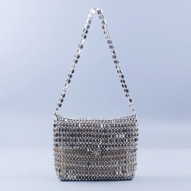 

Metal Glitter Beaded Luch Bag Handmade High Quality Handmande Women's Shoulder Bags Evening Eye Catching Shinning Bags for Women