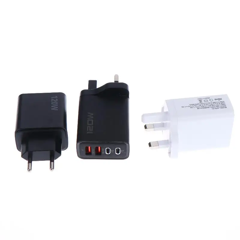 4 Port 120W USB C Fast Charger Station PD QC30 Wall Adapter Compatible for Phone Tablet Home Charging Setup