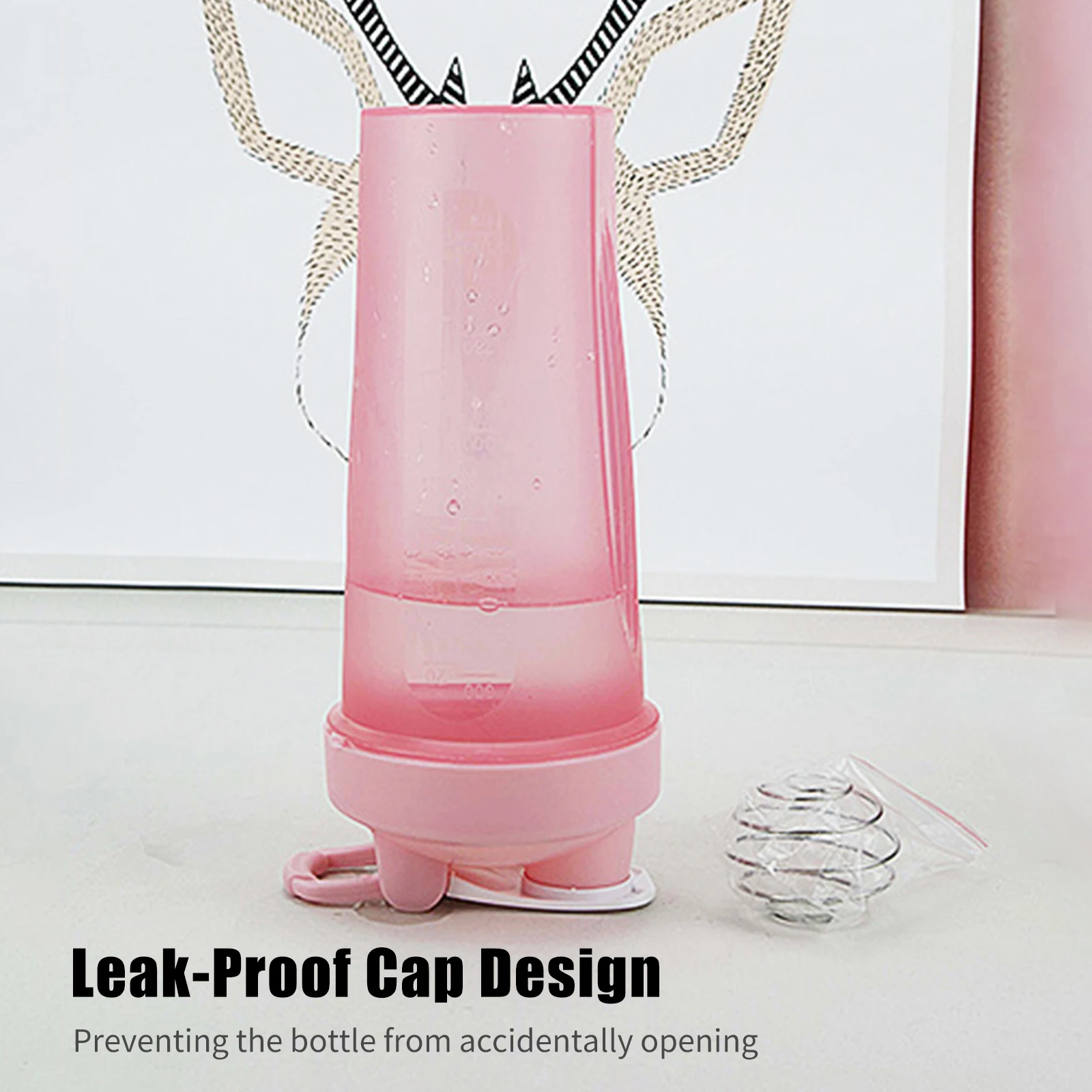 20oz Protein Shaker Bottle with Loop Shaker Balls Leak Proof Water Bottle Mixer Cup for Pre Workout Outdoor Sports Gym Fitness
