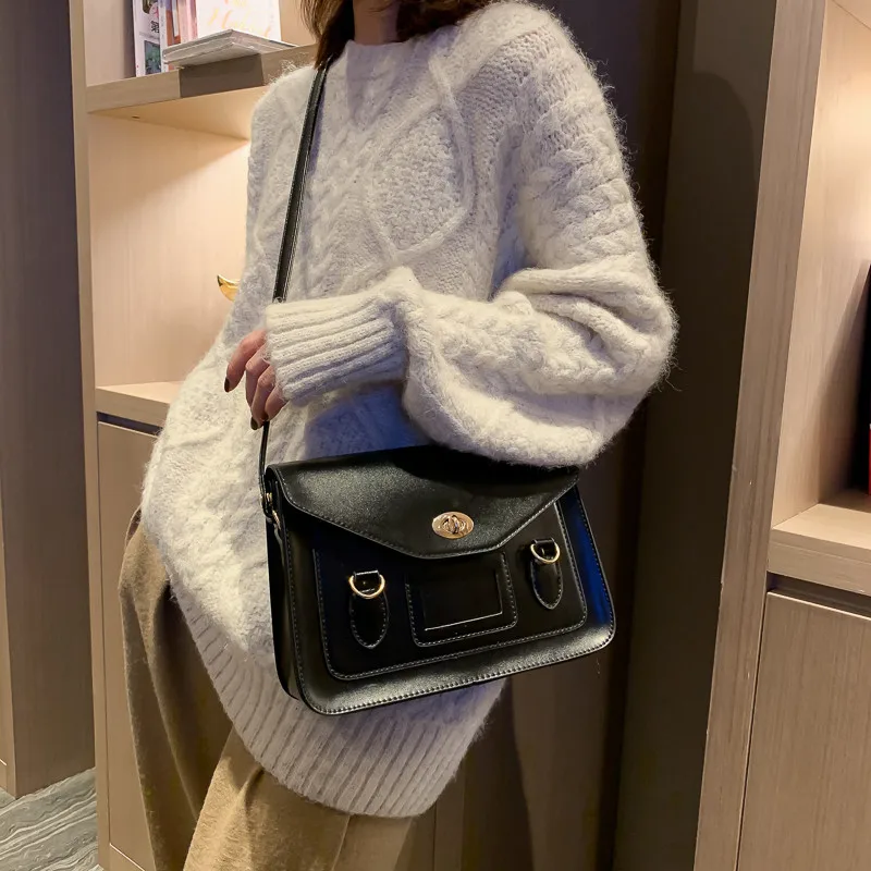 Vintage Women Handbag Preppy Style Student Shoulder Bag PU Leather Female Crossbody Bag Ladies Hand Bag Totes Bolsa feminine