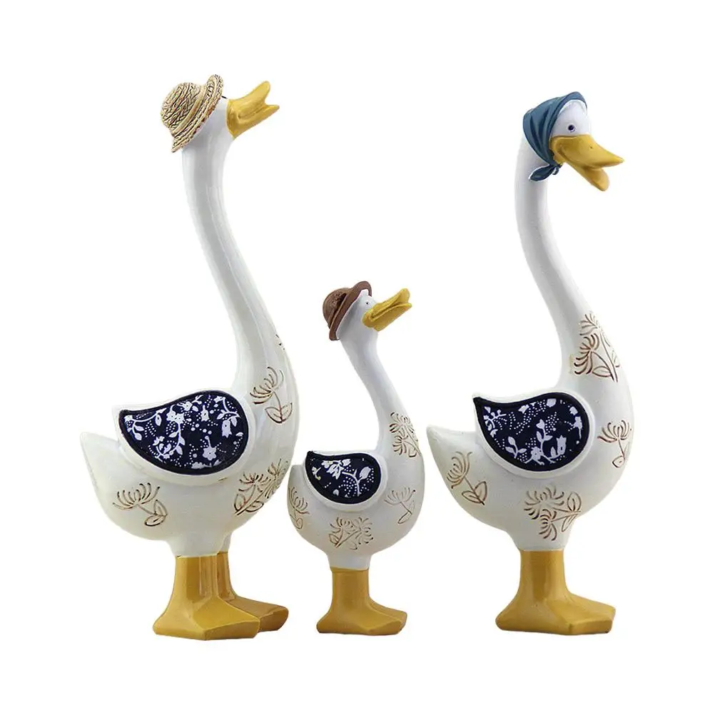

Resin Duck Ornaments 3 Pcs Decorative Home Items Mini Statue Office Figurines Accessories Living Room Garden Crafts