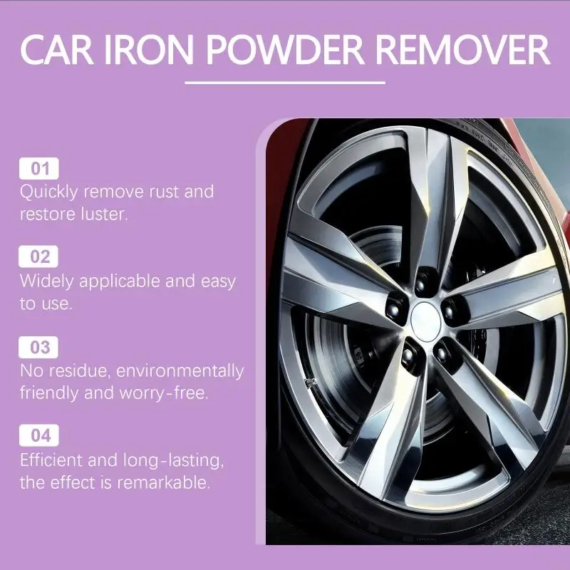 100Ml Wheel Rust Remover Sprays Auto Iron Powder Remover For Quick Car Parts Cleaning And Maintenance Easy to Use D7YA