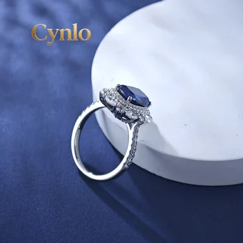 Pierścionek Cynlo Jewelry z naturalnym szafirem z Sri Lanki 3Ct, wykonany z solidnego srebra próby 925, koreańska biżuteria damska z certyfikatem HR.