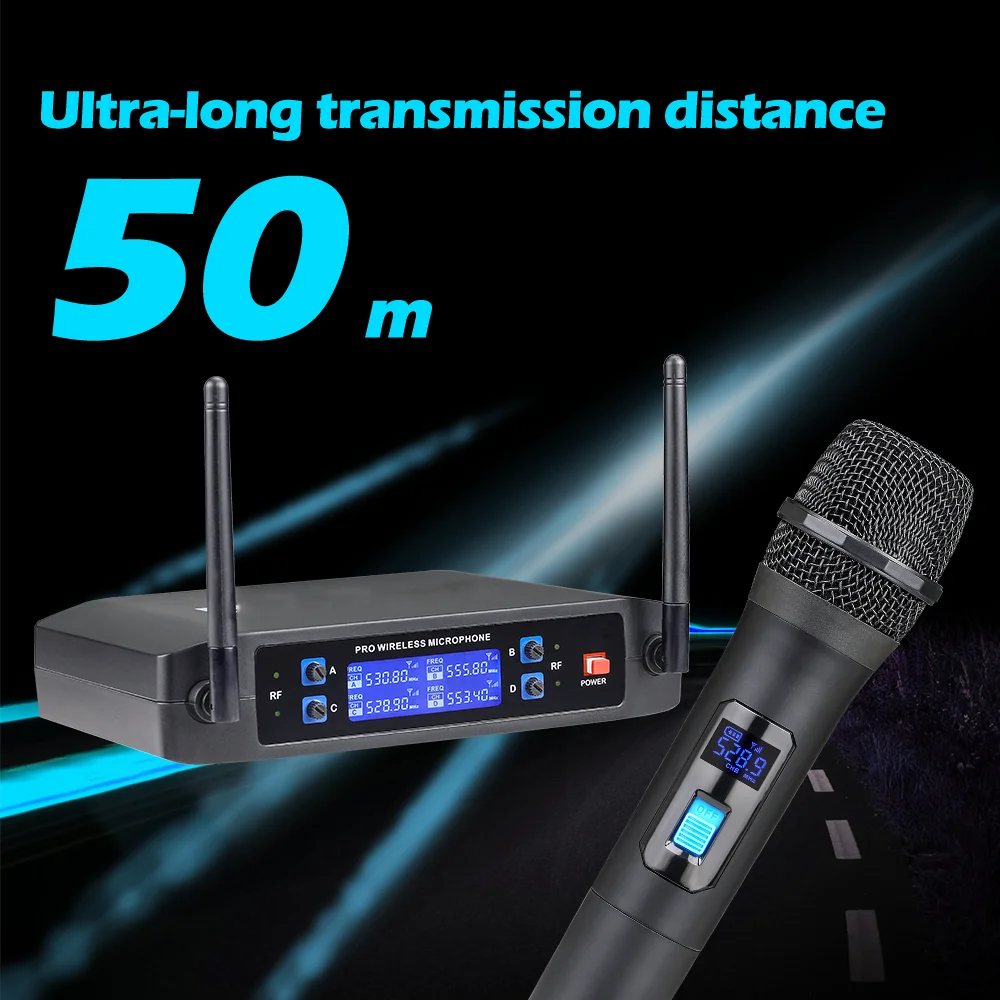 Hot Selling Wireless Micro Microphone Sans Fil Professionnel 4 Channel Microfono