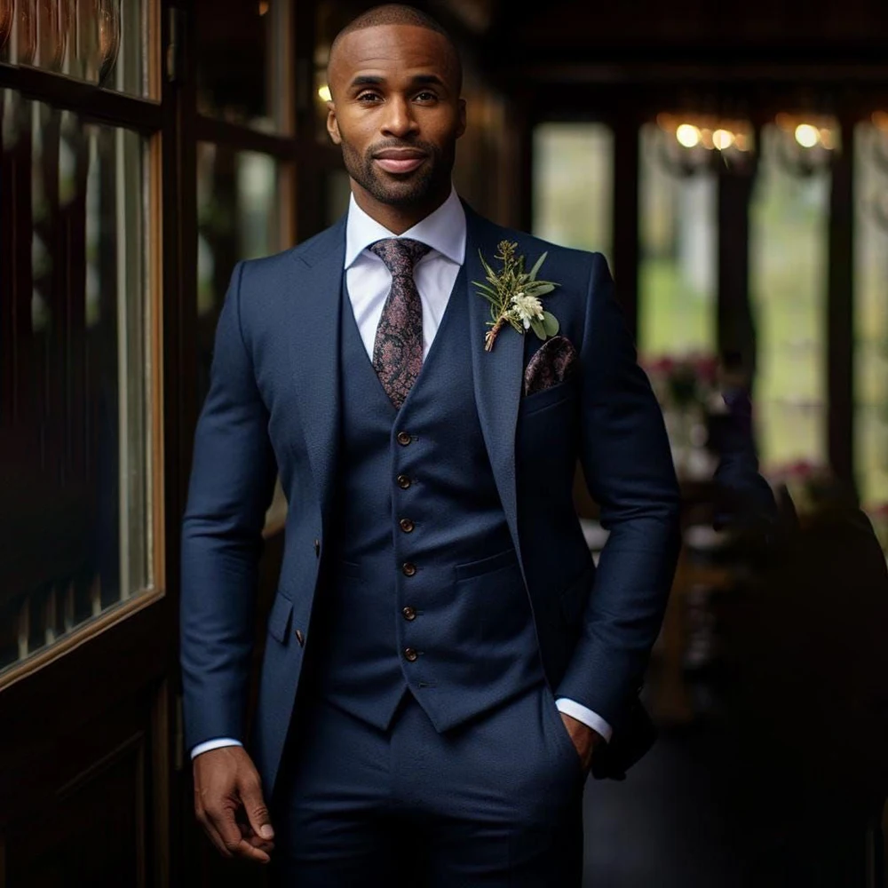

Wedding Men's Suits Blazer High Quality Single Breasted Notch Lapel Slim 3 Piece Jacket Pants Vest Full Sets Male Clothing 2026