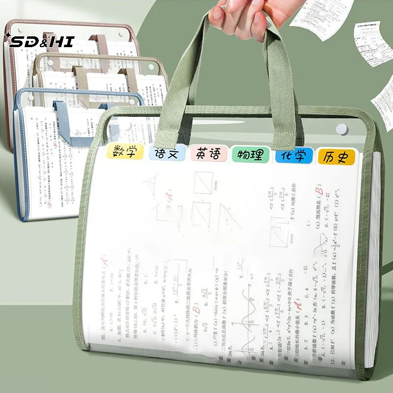 

New 1 Large Capacity Portable Transparent Waterproof Tote Folder, Expandable File Storage Pocket With Built-In Organizer