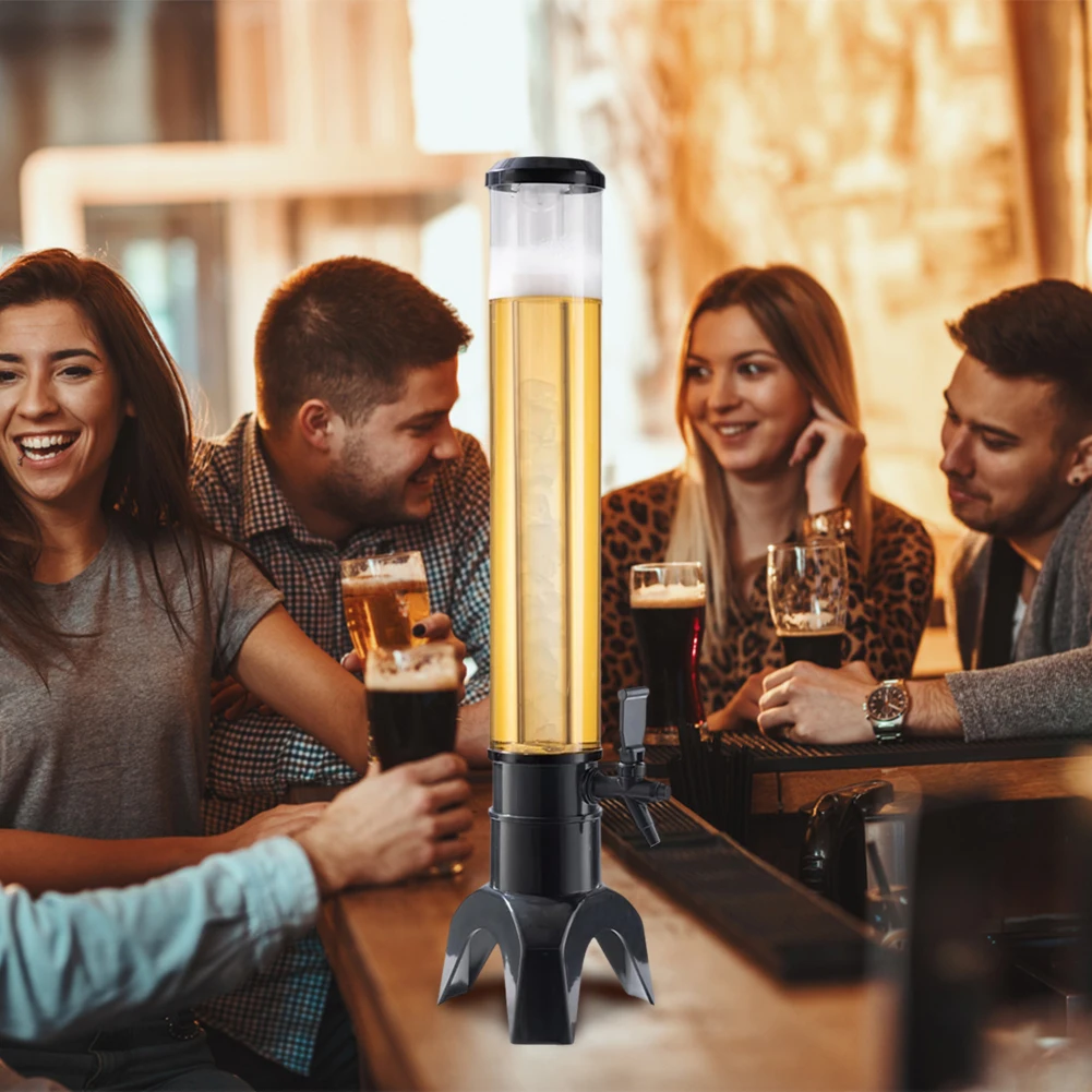 Distributeur de bière 3L, tour de bière avec robinet et Tube de glace, distributeur de boissons, lumière LED, distributeur d'alcool de table pour la bière, les boissons au vin