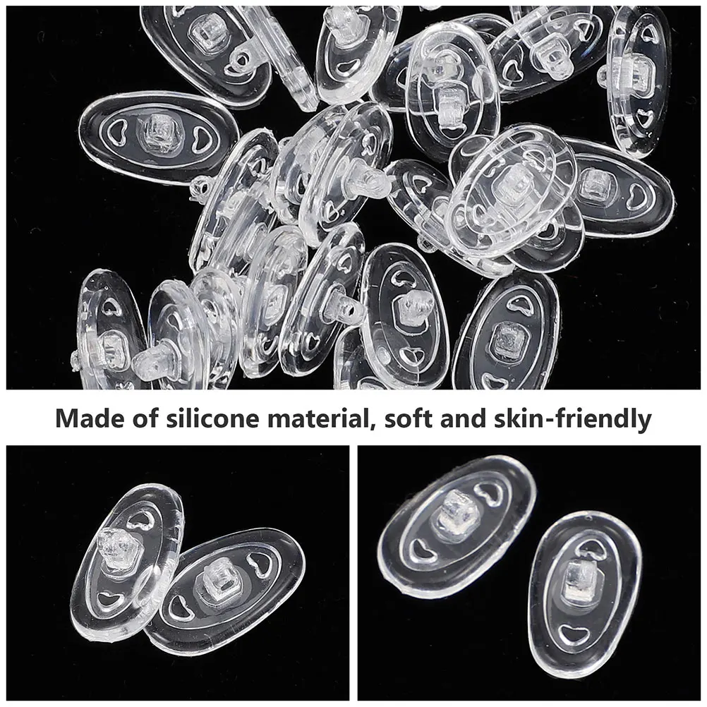 

100 Pairs Silicone Nose Pads Screw-in Glasses Replacement Eyeglass Soft Silica Gel