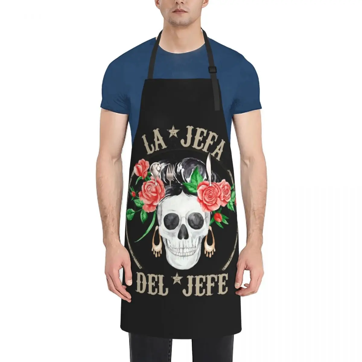 

la jefa del jefe, THEY CALL ME EL JEFE, Sugar Skull Day of the Dead Apron For Woman useful gadgets for home Apron