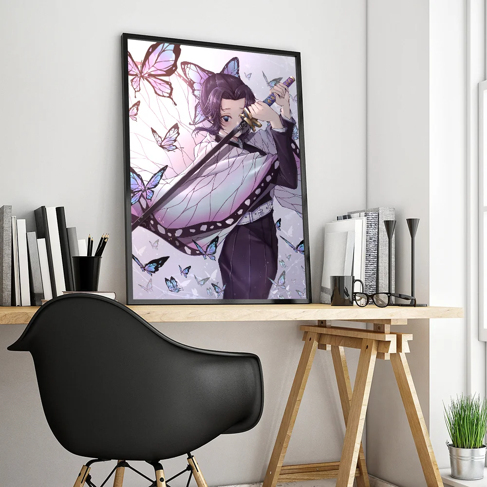 Demon Slayer Girl Kochou Shinobu Anime Posters Sticky HD Quality Wall Art Retro Posters for Home Kawaii Room Decor