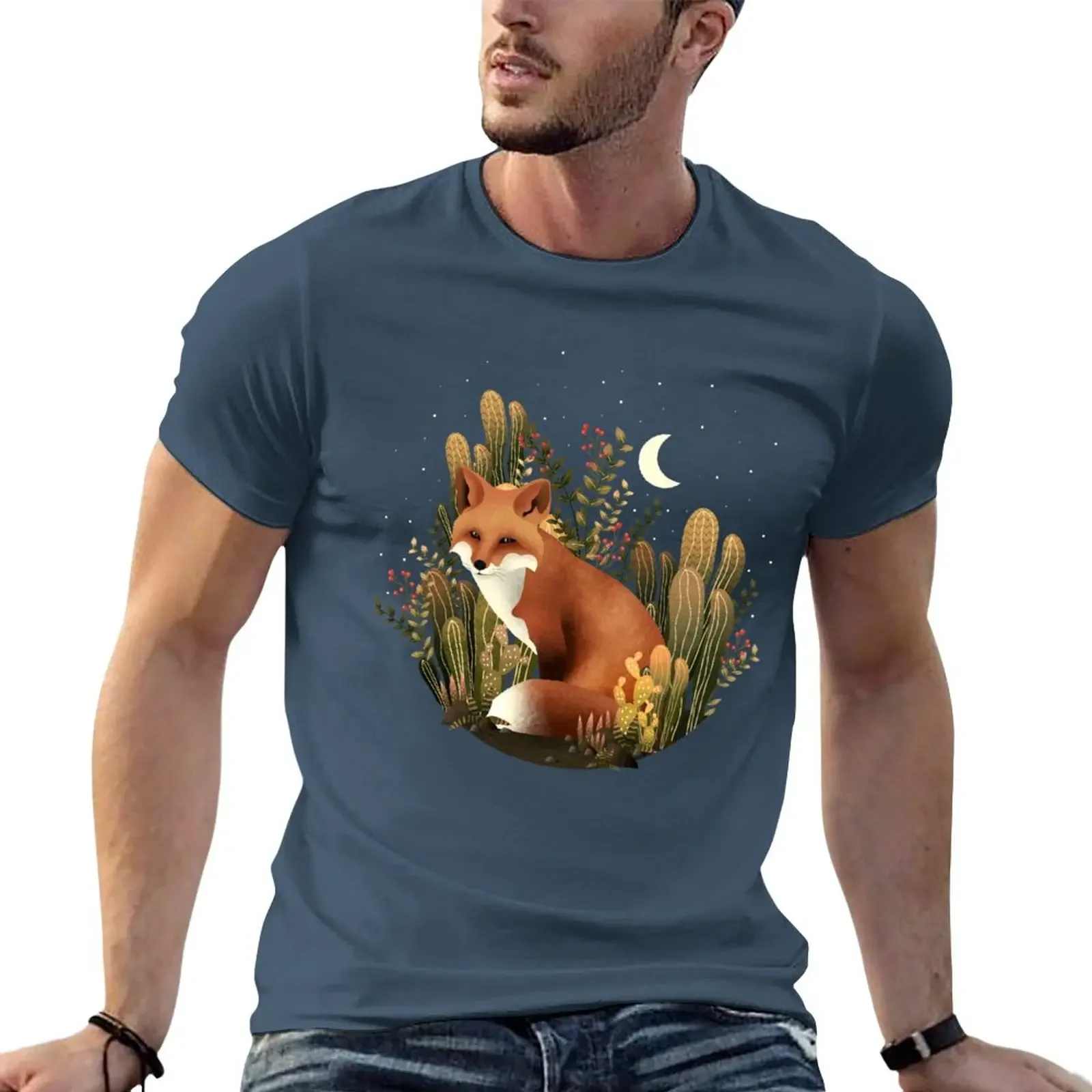 

FOX IN THE NIGHT T-Shirt oversized tees mens graphic t-shirts funny