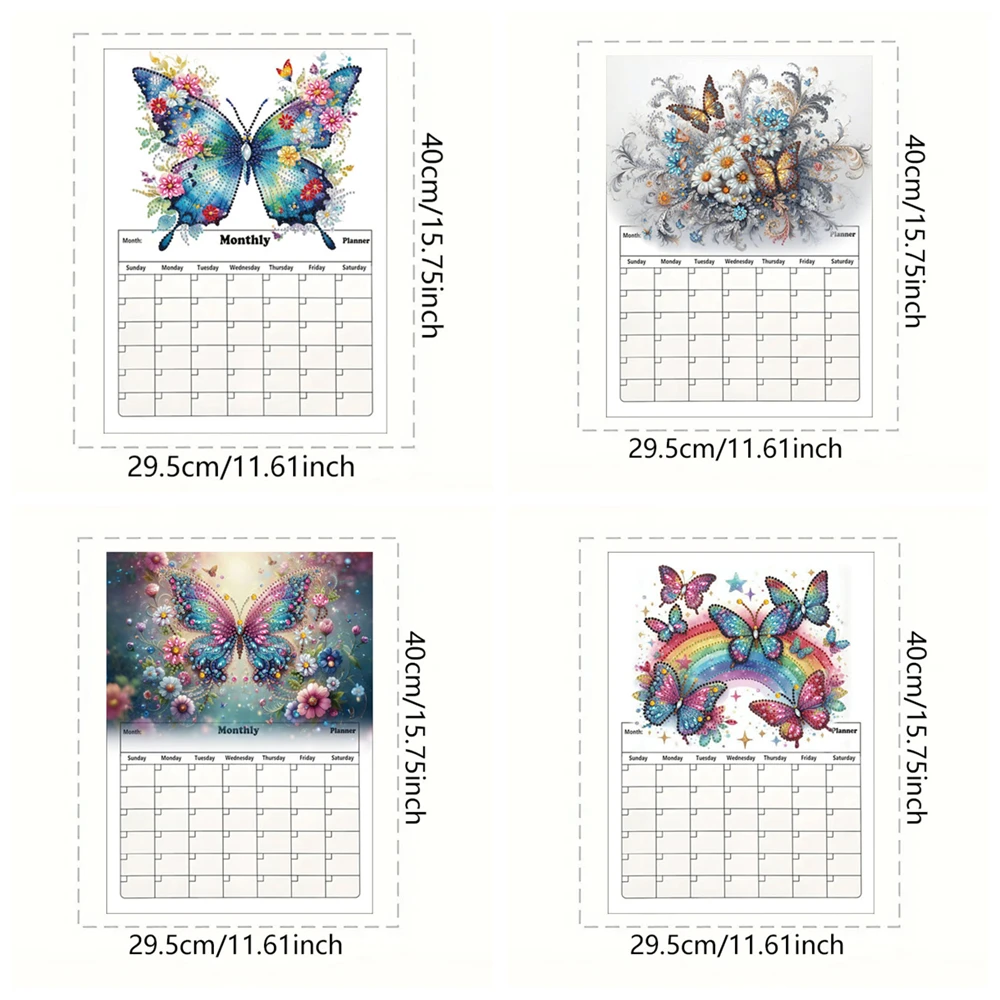 1pc DIY Butterfly Diamond Painting Calendar Fridge Magnet Destined Refrigerator Magnetic Handwritten Planner for Home Office - view 2