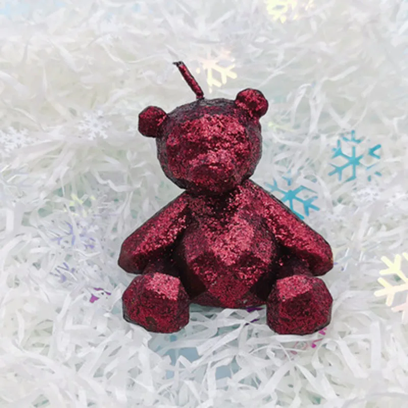 Metal Diamond Bear 3D Three-Dimensional Bear Cute Cute Pet Christmas Lovers Birthday Candles Children\'s Gifts Party Supplies