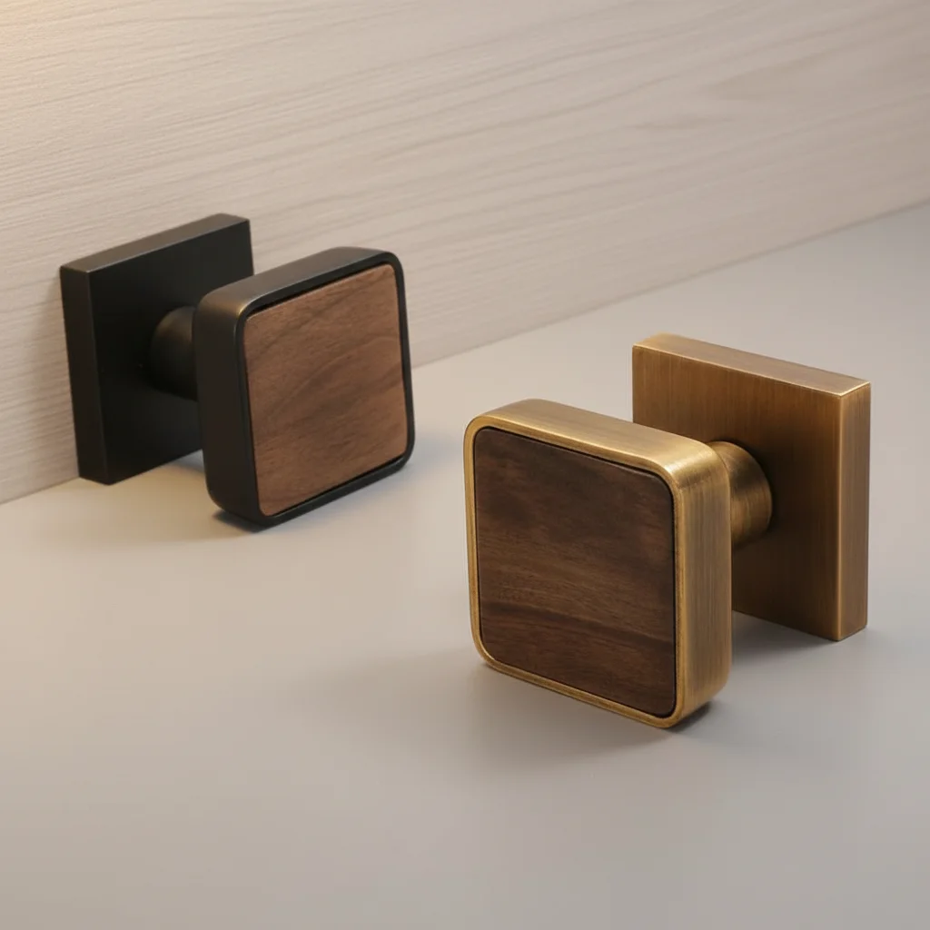 

Walnut Wood Invisible Door Lock Single Side Wall Mount Concealed Door Lock Invisible with Handle Single-sided Door Lock