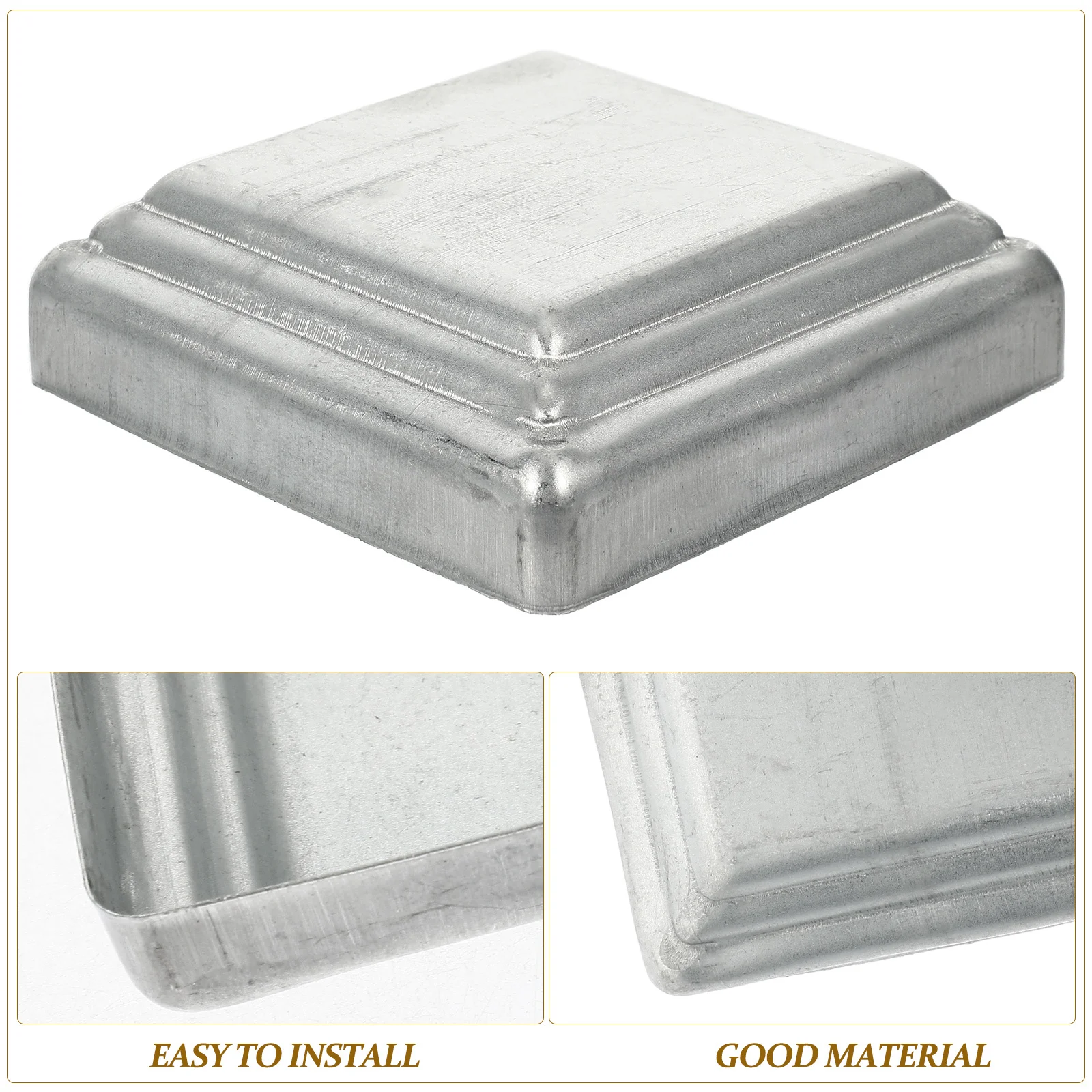 

10Pcs Metal Fence Post Caps Square Cover Toppers Durable Smooth Edge Easy to Install for Home Exterior Protection