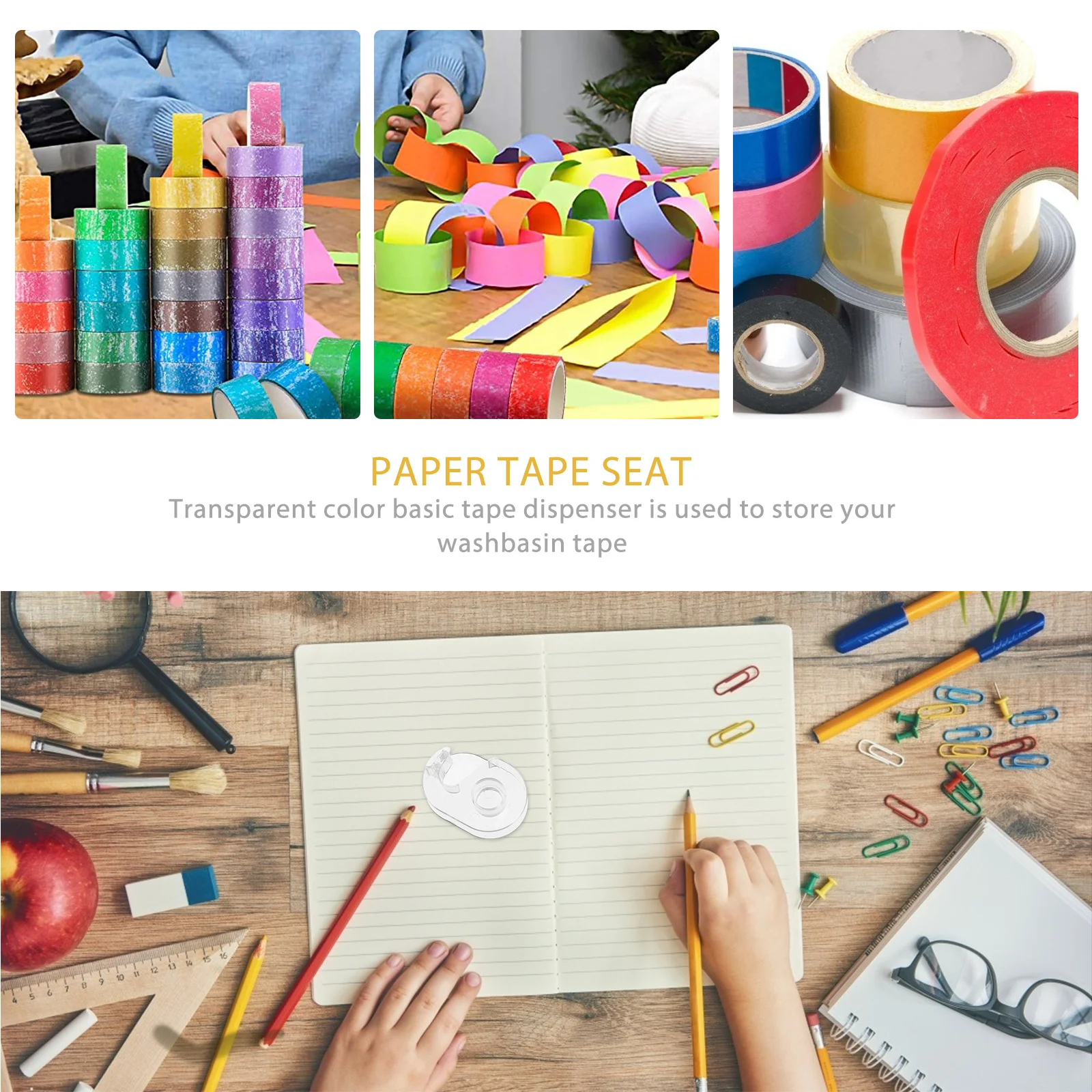 5 قطع شفافة اشي الشريط موزع الشريط القاطع البلاستيك المحمولة المنظم لفة حامل لمكتب DIY الحرف اليدوية