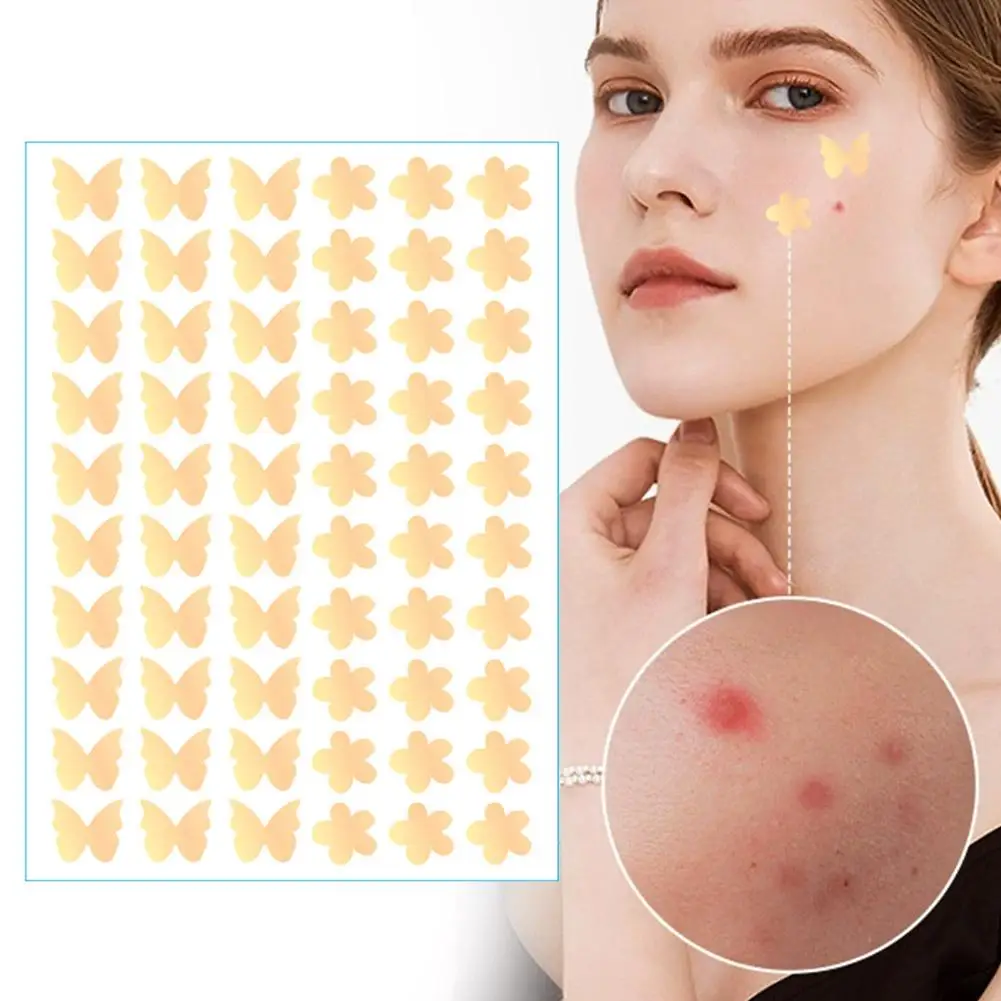 60 قطعة زهرة غير مرئية شكل فراشة حب الشباب التصحيح علامات حب الشباب غطاء التصحيح مقاوم للماء مقاوم للعرق بثرة أداة إزالة العناية بالبشرة #6