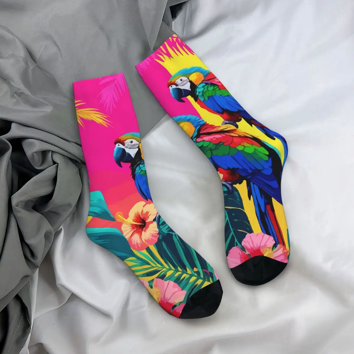 

All Seasons Crew Stockings Tropical Bright Parrot Socks Fashion Long Socks Accessories for Men Women Gifts